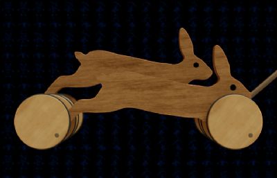 奔跑的兔子-木制手工玩具模型,SKP,IGS等格式