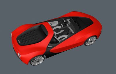 法拉利概念跑车3D模型,有材质,C4D+FBX格式
