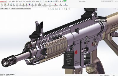 NB416-D卡宾枪SLDWORKS图纸模型,附IGS格式文件,非实体模型(网盘下载)