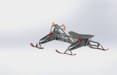 雪地车,雪橇车Solidworks设计图纸模型