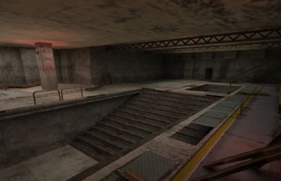 废墟工厂,地下室,射击游戏场景3D模型