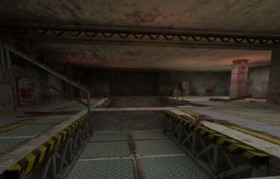 废墟工厂,地下室,射击游戏场景3D模型