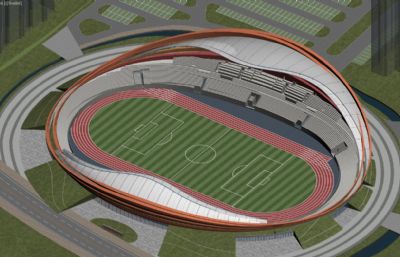 体育馆,露天足球场3D模型