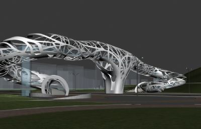 镂空透明个性过街天桥3D模型