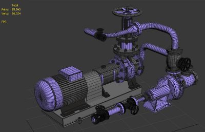 粉碎机气阀设备,气泵电机3D模型