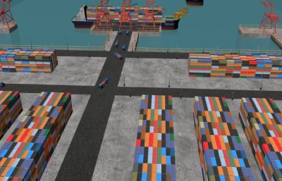 集装箱港口,海港场景maya模型(网盘下载)