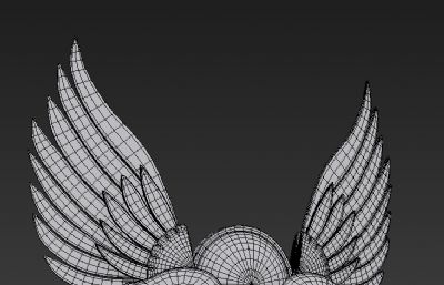 卡通翅膀,墙面挂饰3D模型白模