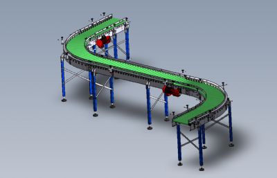 S型辊筒滚轴传送机,输送机Solidworks设计