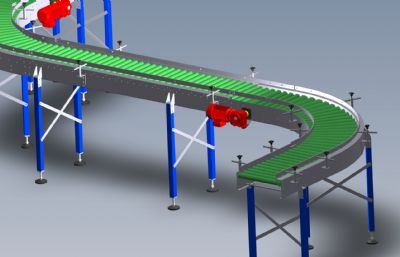 S型辊筒滚轴传送机,输送机Solidworks设计