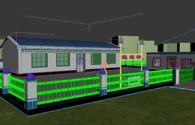 一层农村蒙元民房住宅3D模型