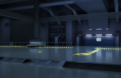 空间站通道,飞船降落点科幻场景3D模型