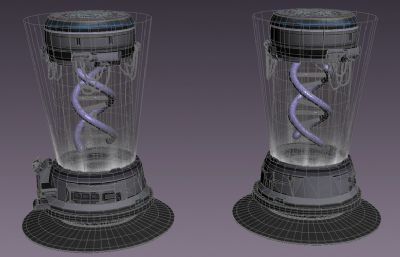 DNA存储装置,科幻立医疗仪器操控台3D模型
