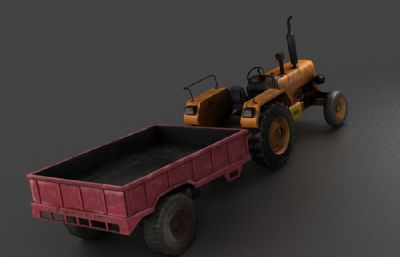 农用拖拉机,翻斗车3D模型