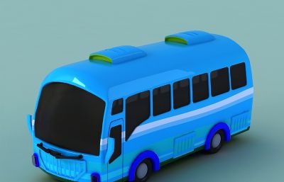 超级卡通公交车,玩具巴士3D模型