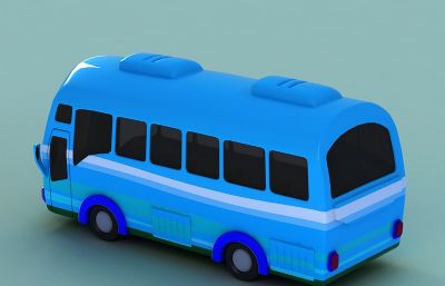超级卡通公交车,玩具巴士3D模型