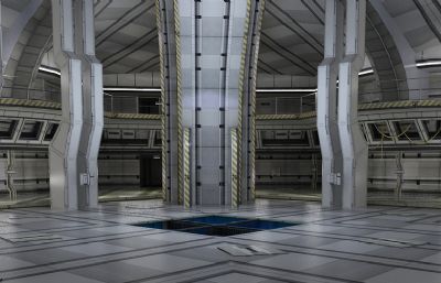 太空舱走廊,飞船驾驶舱,总控室,空间站长廊场景3D模型