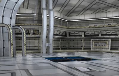 太空舱走廊,飞船驾驶舱,总控室,空间站长廊场景3D模型