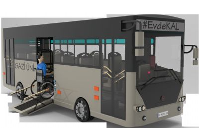带残疾人上车坡道的公交车Solidworks设计图纸,附IGS格式