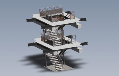 办公楼楼梯设计Solidworks设计图纸