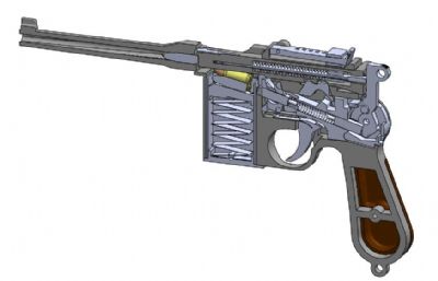 德国毛瑟M1932式手枪solidworks模型,非实体模型