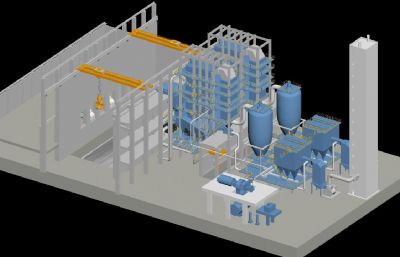 垃圾回收焚烧发电厂整体场景3D模型