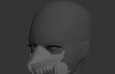 二次元恶魔面具3D模型素模,可3D打印
