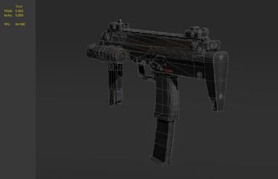 赫克勒-科赫MP7自动冲锋枪3D模型,非实体模型