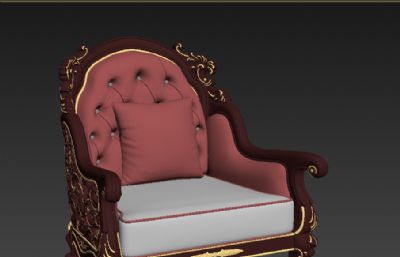 精细雕花软包沙发椅3D模型