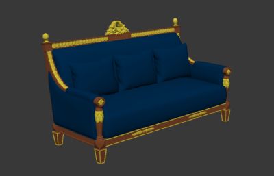 复古风三人沙发3D模型