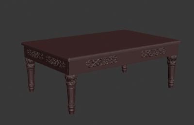 雕花大餐桌,桌子3D模型