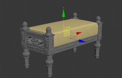 中式复古条凳3D模型