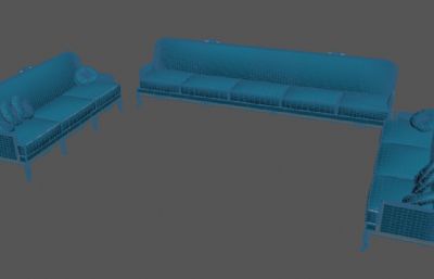 地中海风格的客厅沙发组合3D模型