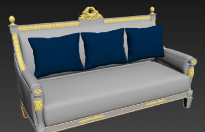 复古风三人沙发3D模型