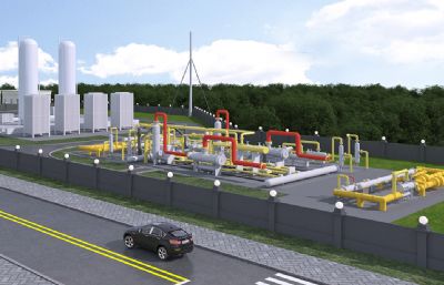 天然气调配储备门站及设备场景3D模型