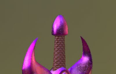卡通风格的紫色小宝剑3D模型,OBJ格式