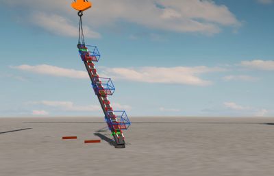 钢柱吊装施工动画场景3D模型