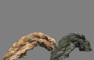 拱形,弧形石头,原始森林石头maya模型,文件有maya,fbx,obj