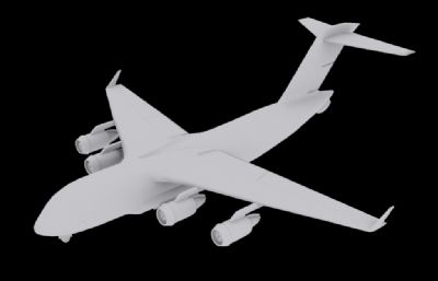 美军C-17战术运输机3D模型白模