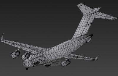 美军C-17战术运输机3D模型白模