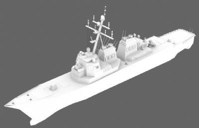 阿利·伯克级驱逐舰3D模型白模,三角面