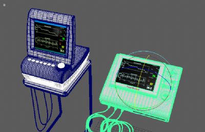 心脏除颤器+心电图检测器组合Maya模型,MB,FBX,OBJ格式文件
