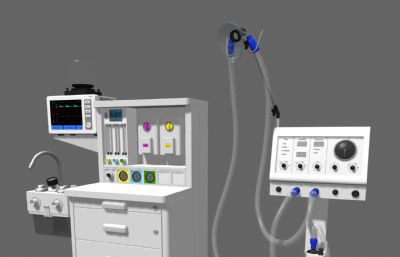 呼吸机,氧气机,麻醉机等医疗器械MAYA模型,有MB,OBJ,FBX格式