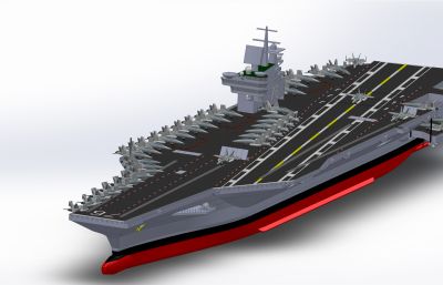 美国里根号核动力航空母舰solidworks图纸模型