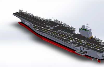 美国里根号核动力航空母舰solidworks图纸模型