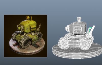 小型坦克maya模型中模OBJ格式文件