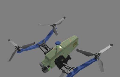 挂载小型导弹的军用无人机,侦察机,拍摄无人机Maya模型,MB,FBX,OBJ多种格式(网盘下载)