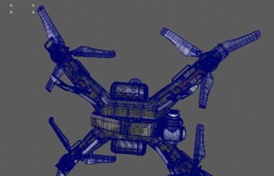 四翼军用侦察无人机maya模型,mb,fbx,obj格式(网盘下载)