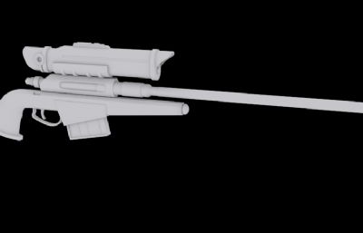 狙击步枪3D模型白模