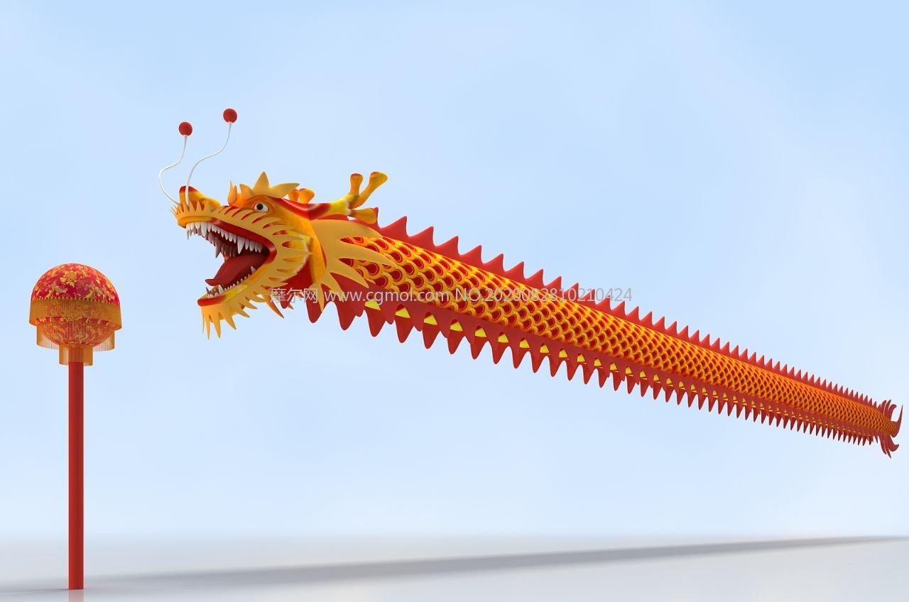 舞龙,中国龙,红金龙3D模型