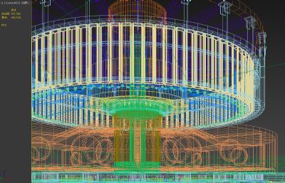 水电站水轮发电机组,导水机构,发电机转子3D模型